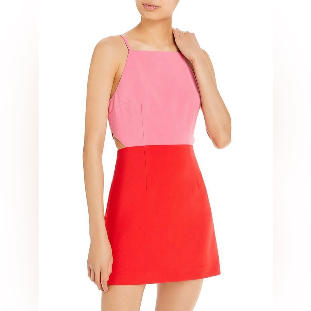 French Connection Pink/Red Color Block Dress (8)